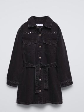 Zara Kids Black Denim Studded Dress 7yr
